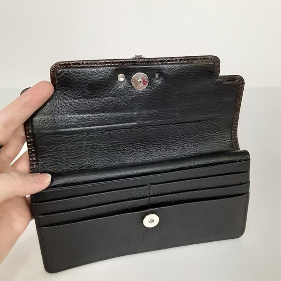 Brighton Gwynevere Wallet Clutch Black Croco Embossed Leather Bifold Travel - Picture 5 of 9